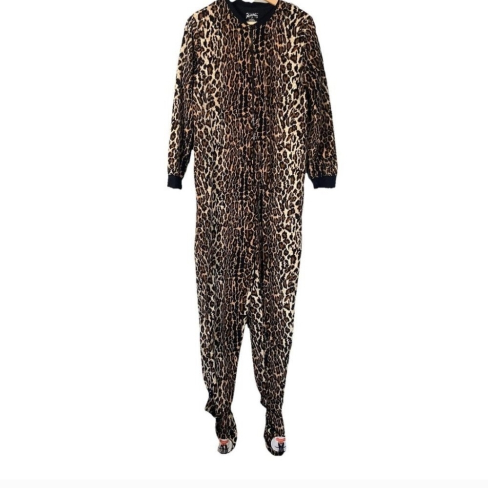 Nick & Nora Pajamas PJs Animal Print Fleece Footie Footed Cheetah SizeXXL